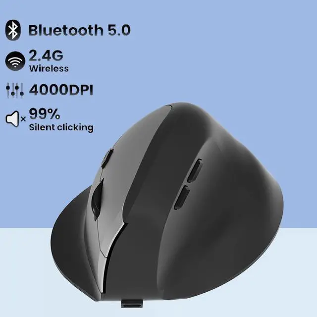 Alt view image 6 of 7 - Vertical Mouse Wireless Bluetooth5.0 2.4G Ergonomic Mice 160
