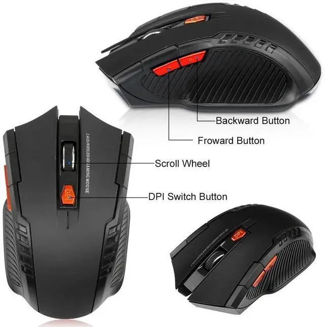 Alt view image 6 of 7 - 2.4G Wireless Mouse USB Receiver 6 Buttons Professional Opti