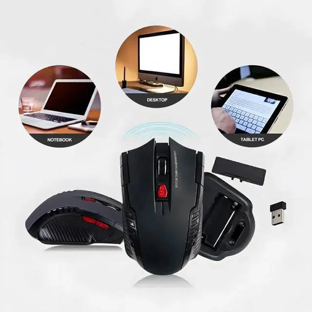 Alt view image 5 of 7 - 2.4G Wireless Mouse USB Receiver 6 Buttons Professional Opti
