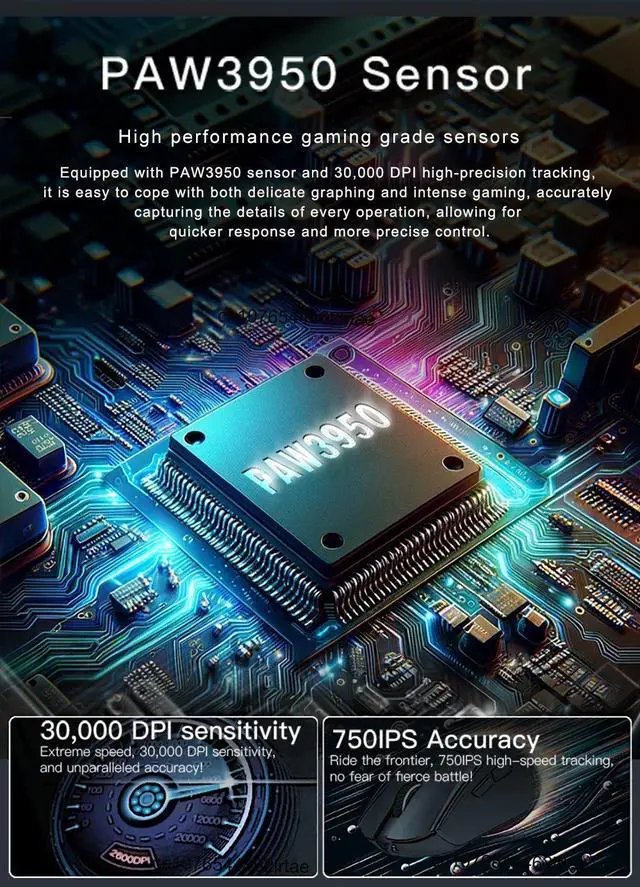 Alt view image 6 of 7 - Darmoshark M5 Pro Mouse PAW3950 Wireless 8K Bluetooth Tri-M