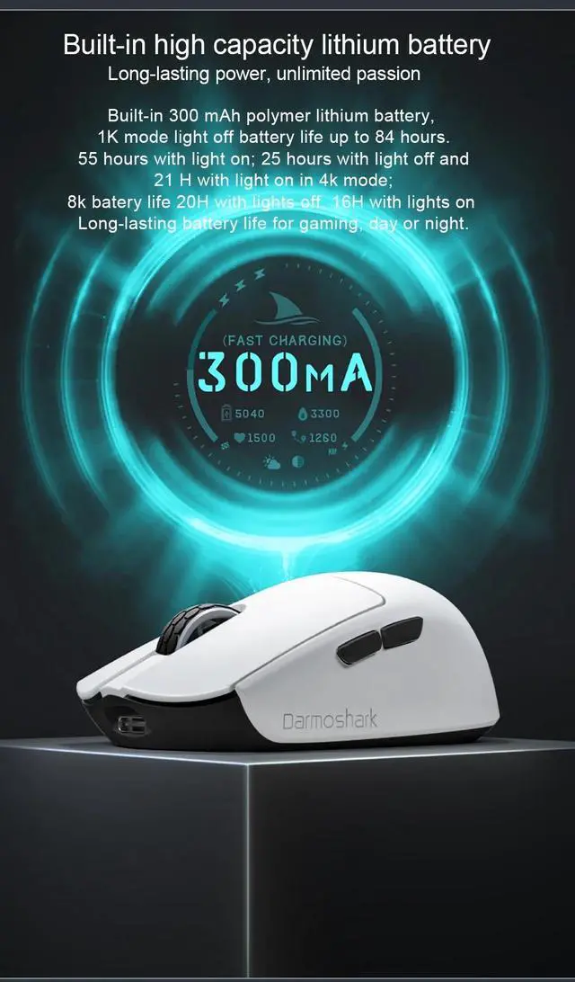 Alt view image 7 of 7 - Darmoshark M5 Pro Mouse PAW3950 Wireless 8K Bluetooth Tri-M