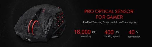 Alt view image 2 of 7 - Redragon M913 Gaming 16000 DPI Wired 2.4Ghz Wireless RGB Opt