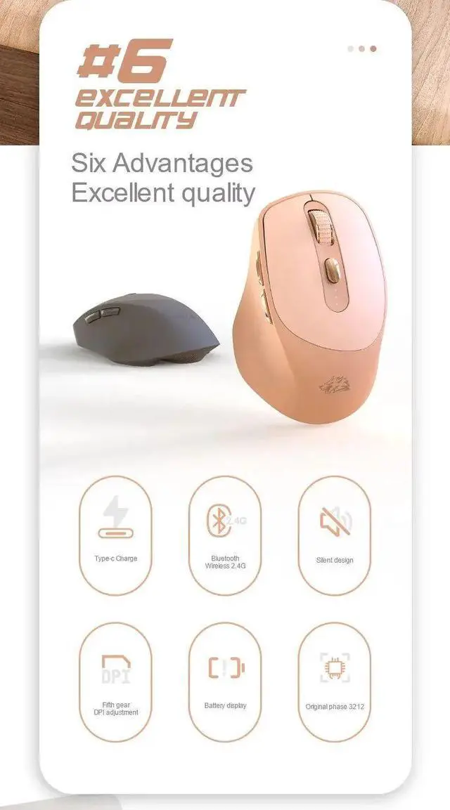 Alt view image 3 of 7 - X7 Wireless Mouse 2.4G Bluetooth Mice with Battery Indicator