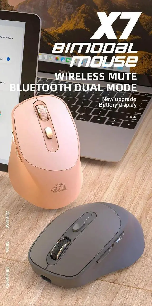 Main image of X7 Wireless Mouse 2.4G Bluetooth Mice with Battery Indicator