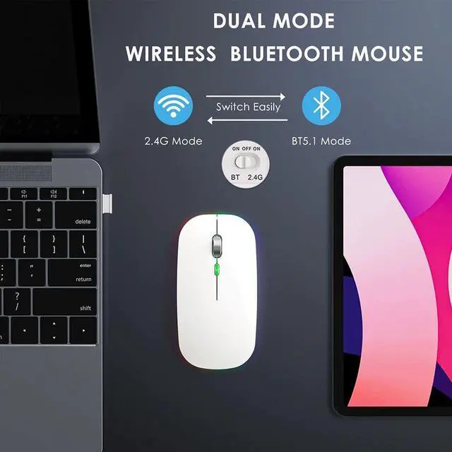 Main image of 2.4G+Bluetooth Wireless Mouse Backlight Jiggler Mouse Rechar