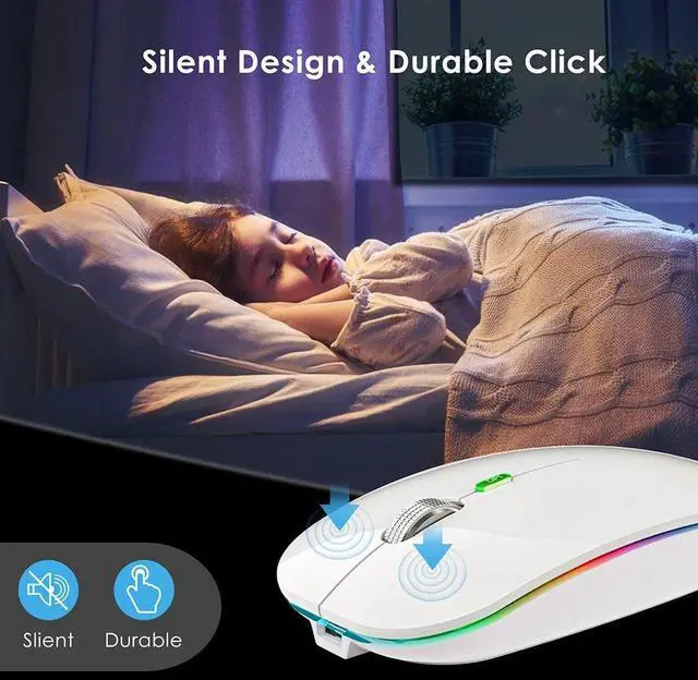 Alt view image 6 of 7 - 2.4G+Bluetooth Wireless Mouse Backlight Jiggler Mouse Rechar