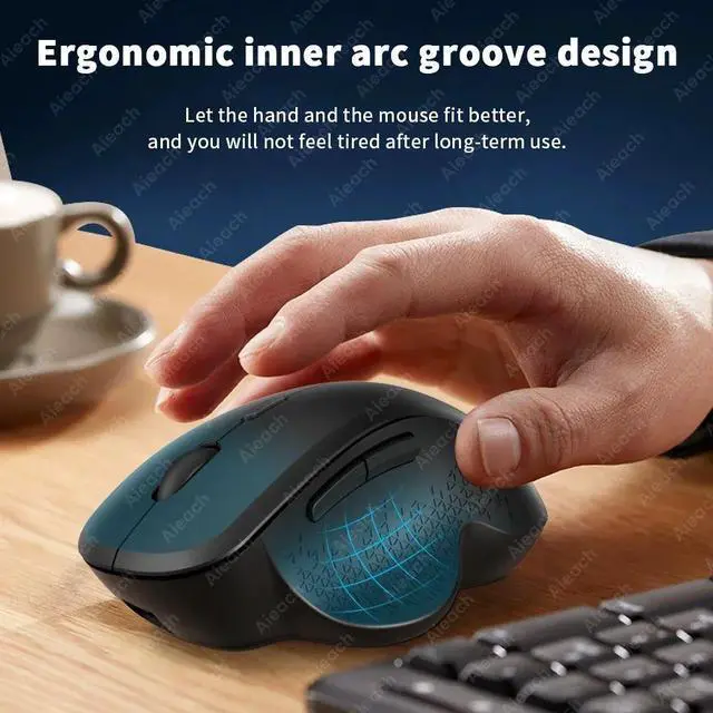 Alt view image 2 of 7 - GUIG Wireless Bluetooth Mouse Dual Mode 2.4G+BT 3 Device Con