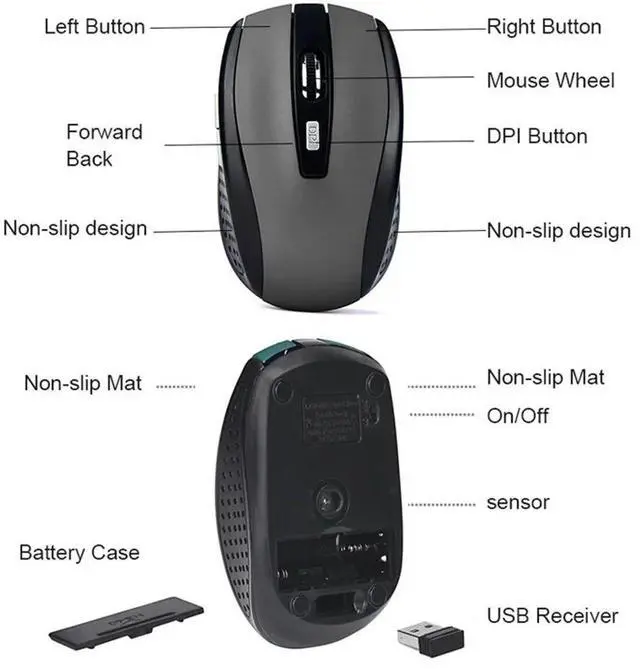 Alt view image 2 of 7 - Wireless Mouse Ergonomics Mouse 2.4G Portable Mobile Optical