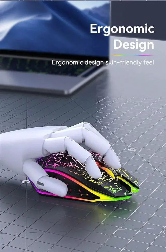 Alt view image 7 of 7 - Bluetooth 5.2 Mouse RGB 2.4G Wireless Mouse Dual-Mode Gaming