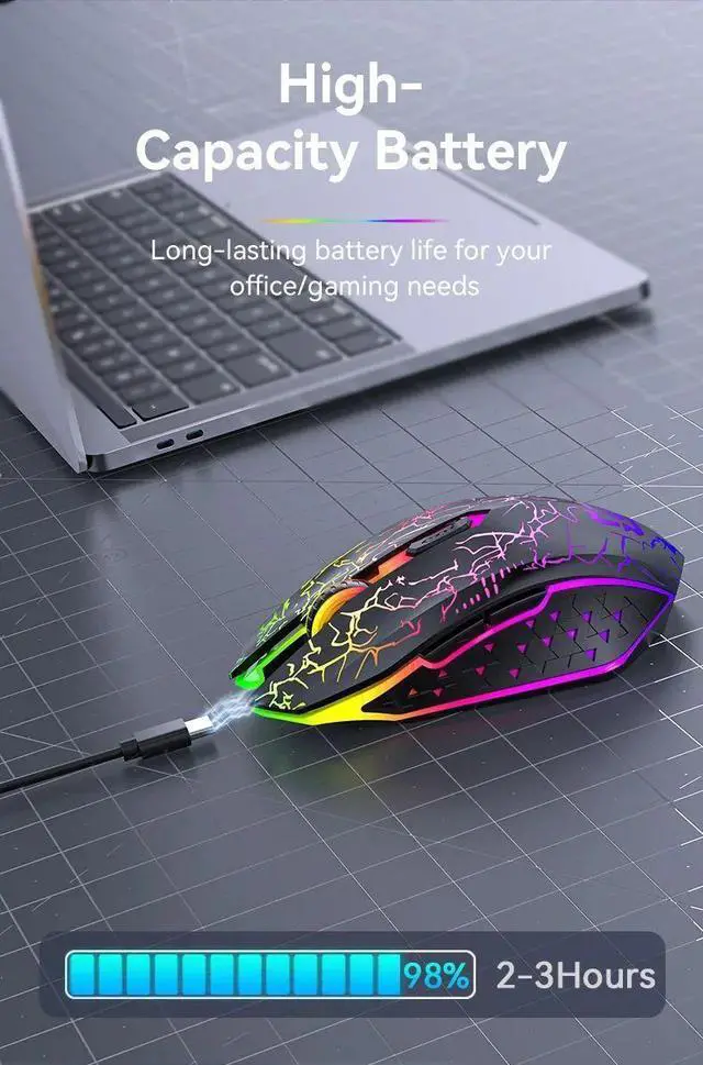 Alt view image 6 of 7 - Bluetooth 5.2 Mouse RGB 2.4G Wireless Mouse Dual-Mode Gaming