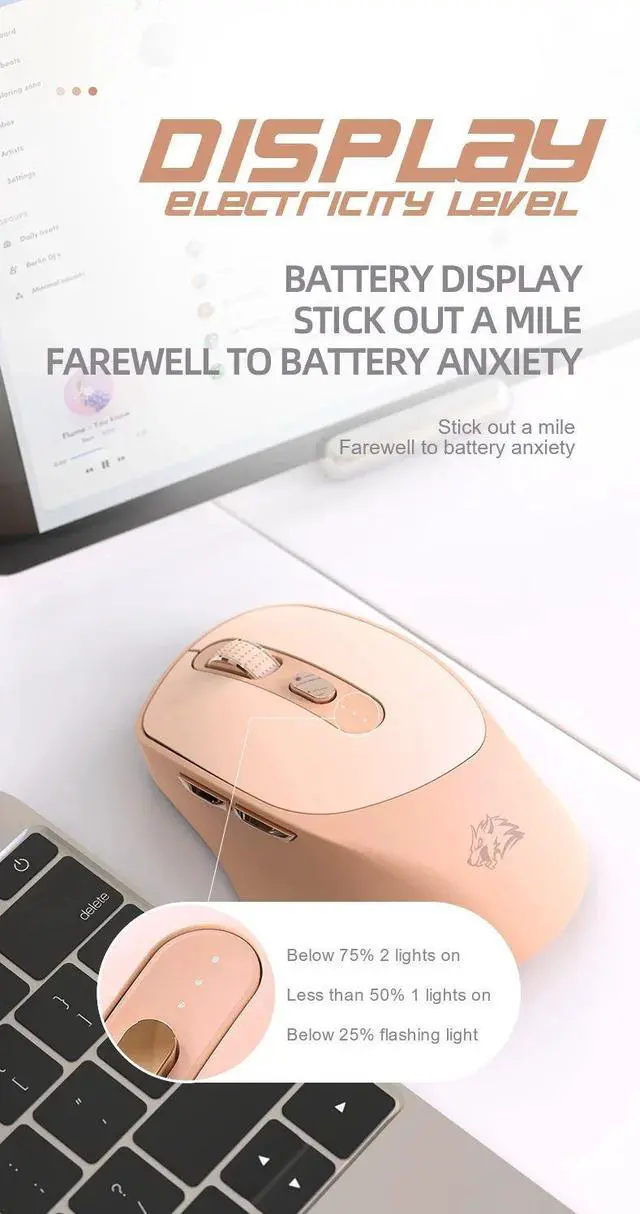 Alt view image 5 of 7 - X7 Bluetooth Wireless Mouse Mice with Battery Indicator 5 Ad