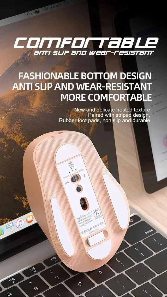 Alt view image 7 of 7 - X7 Bluetooth Wireless Mouse Mice with Battery Indicator 5 Ad