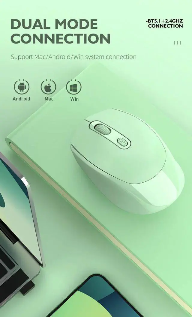 Alt view image 5 of 7 - Wireless Rechargeable Bluetooth 2.4G USB Mouse Silent 1600DP