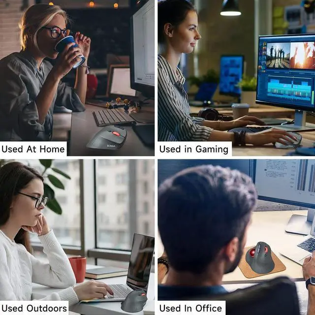 Alt view image 7 of 7 - JOMAA Wireless Trackball Mouse Vertical Rechargeable Rollerb