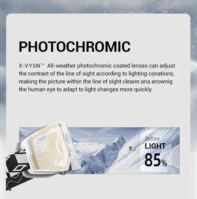 Alt view image 4 of 7 - Kapvoe Photochromic Snow Goggles Ski Snowboard Anti-Fog Mask