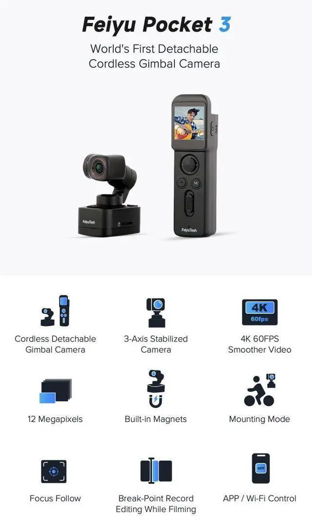 Main image of FeiyuTech Feiyu Pocket 3 Kit Cordless Detachable 3-Axis Stab