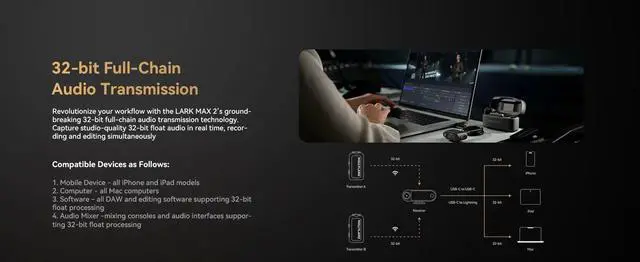 Alt view image 4 of 7 - Hollyland Lark Max 2 Wireless Microphone Timecode Wireless A