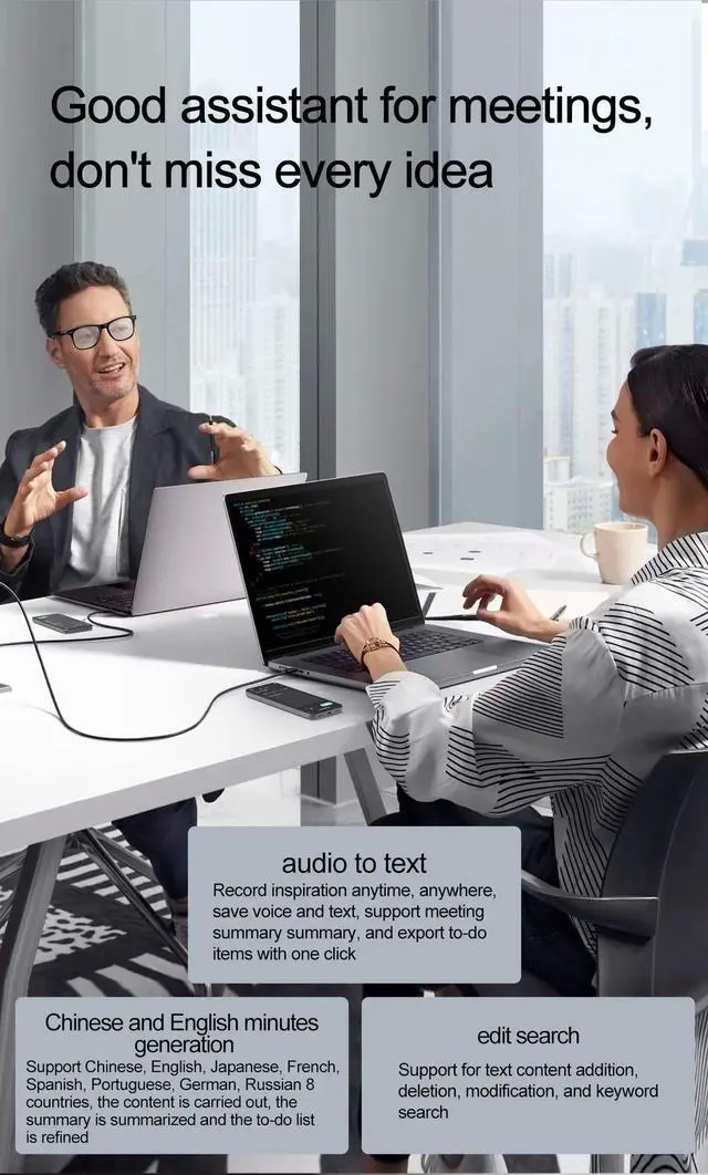 Alt view image 6 of 7 - AI Intelligent Translation Bluetooth Glasses 135 Online Lang