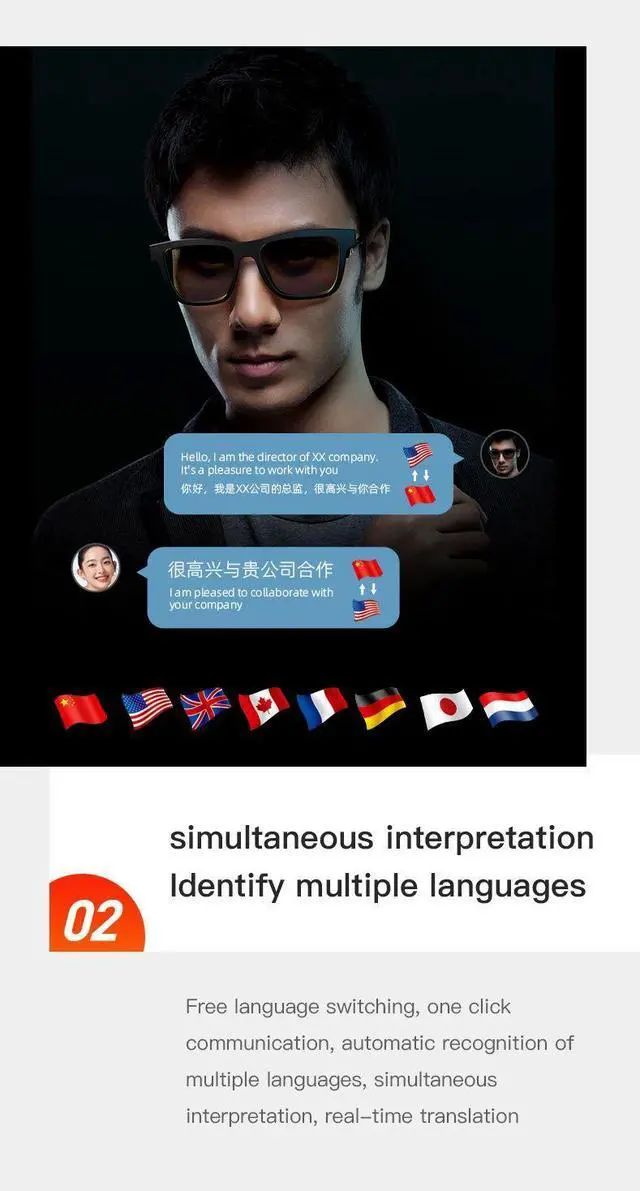 Alt view image 4 of 7 - 2025 E13PRO New Smart Glasses AI Translation Glasses Bluetoo