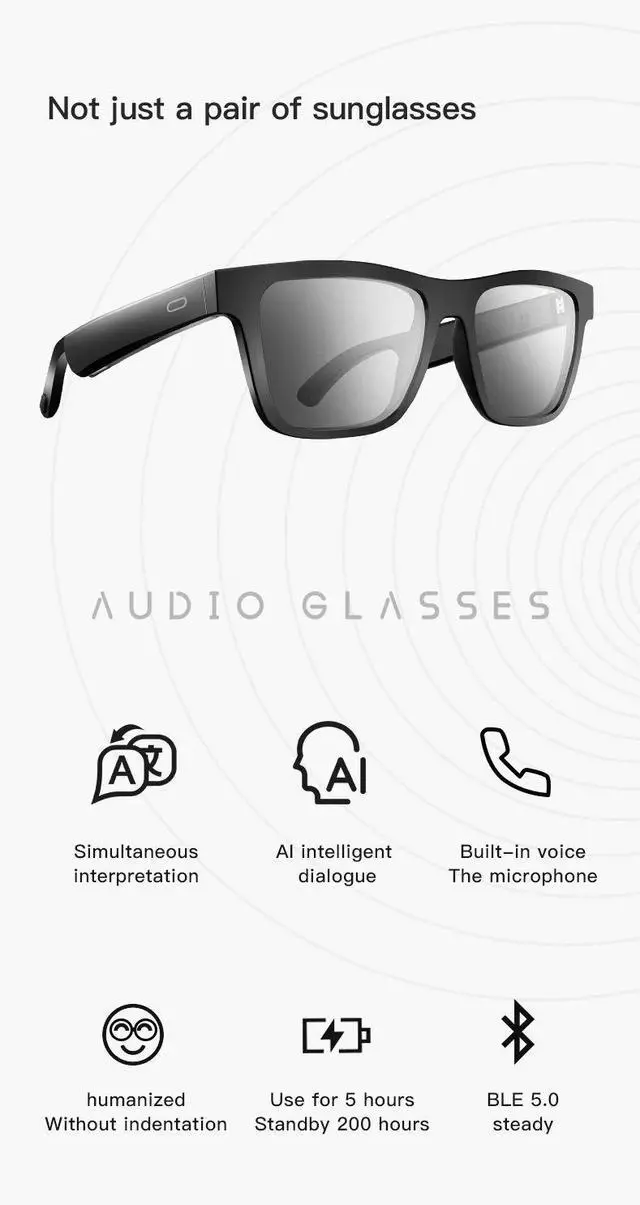 Alt view image 2 of 7 - 2025 E13PRO New Smart Glasses AI Translation Glasses Bluetoo