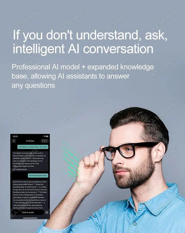 Alt view image 4 of 7 - 2025 Blue Light Polarized Smart Glasses Bluetooth Call AI Re