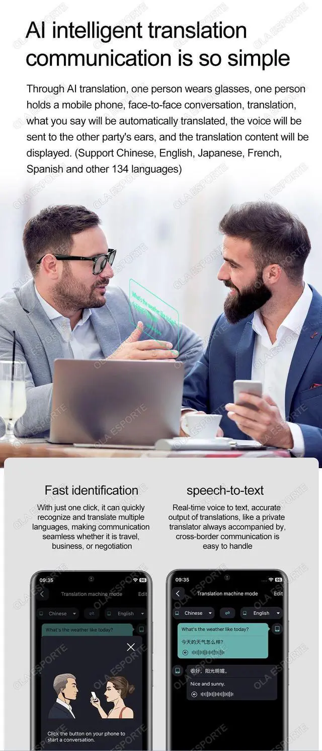 Alt view image 3 of 7 - 2025 Blue Light Polarized Smart Glasses Bluetooth Call AI Re