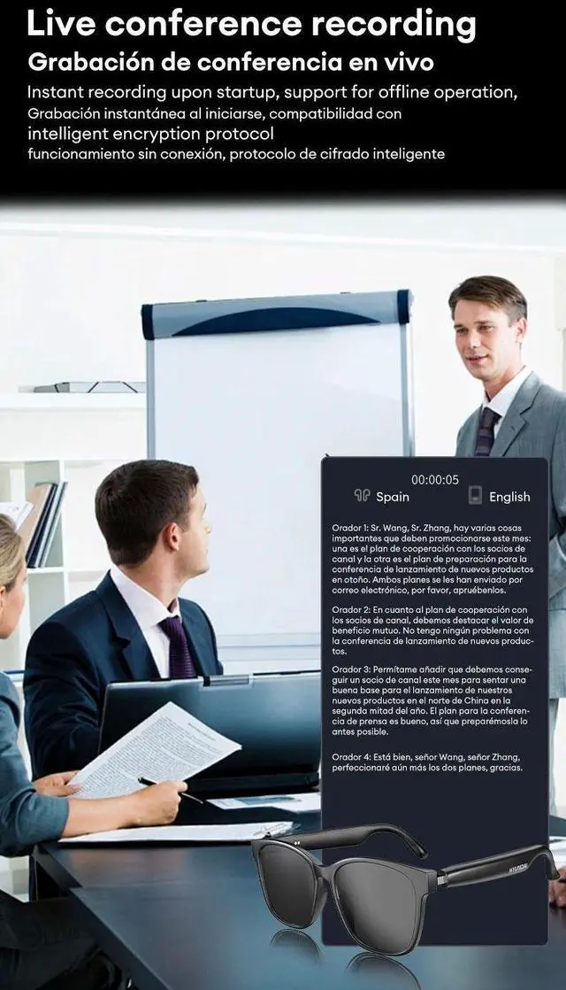 Alt view image 5 of 7 - Choice HYUNDAI HY-C8 AI Glasses Earphones HD Smart Translati