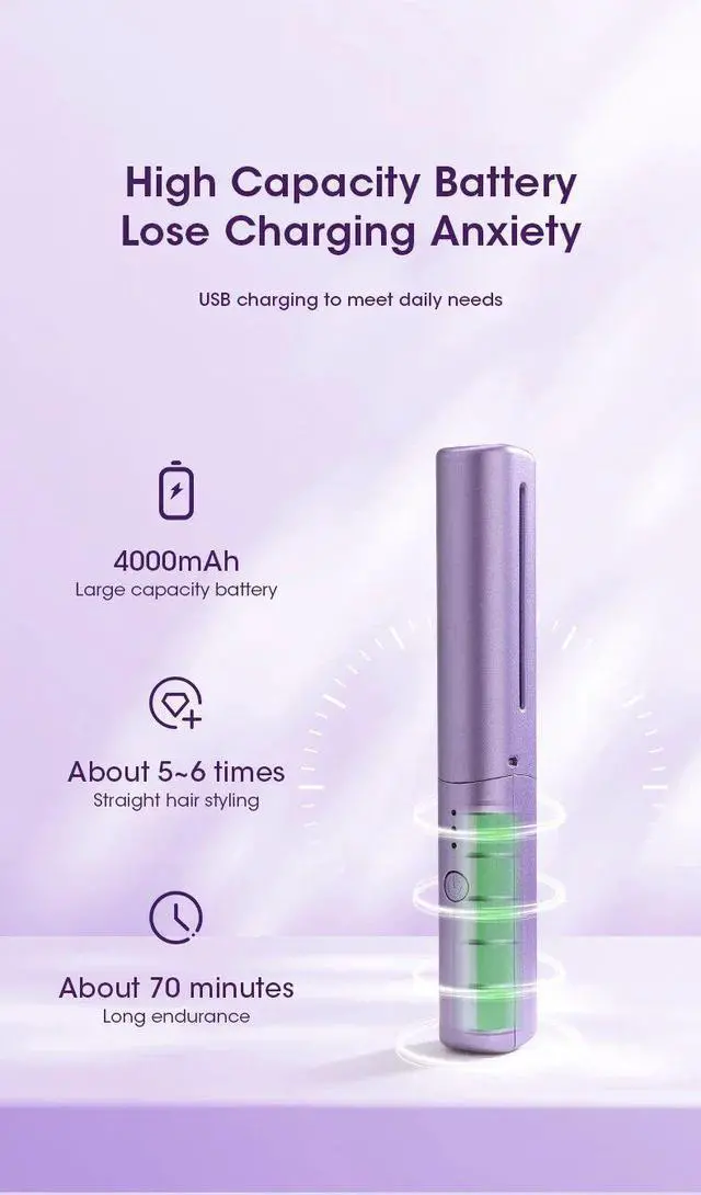 Alt view image 3 of 7 - Wireless Professional Hair Straightener Curler Comb Fast Hea