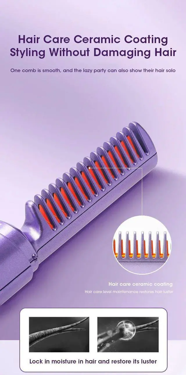Alt view image 2 of 7 - Wireless Professional Hair Straightener Curler Comb Fast Hea