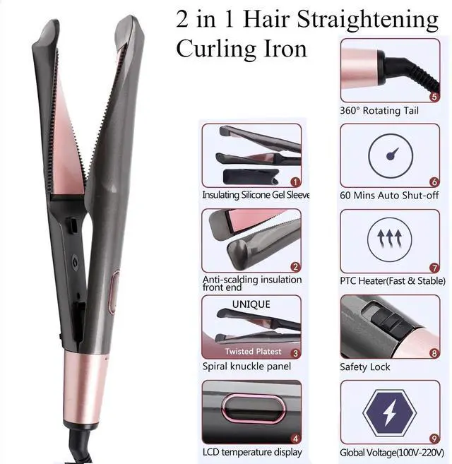 Alt view image 3 of 7 - 2 in 1 Hair Straightener And Curler Twist Straightening Curl