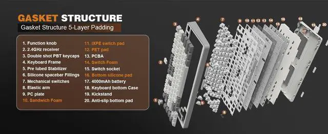 Alt view image 7 of 7 - YUNZII B75 PRO 82-Key Wireless Mechanical Gaming?Keyboard, G