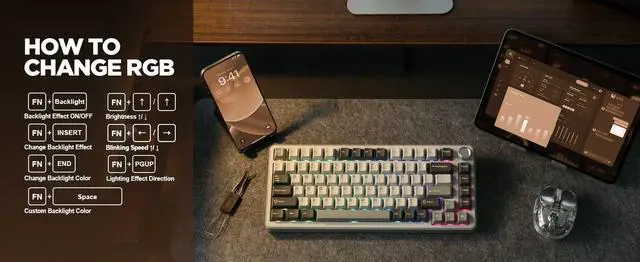 Alt view image 6 of 7 - YUNZII B75 PRO 82-Key Wireless Mechanical Gaming?Keyboard, G