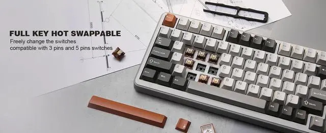 Alt view image 4 of 7 - YUNZII B75 PRO 82-Key Wireless Mechanical Gaming?Keyboard, G