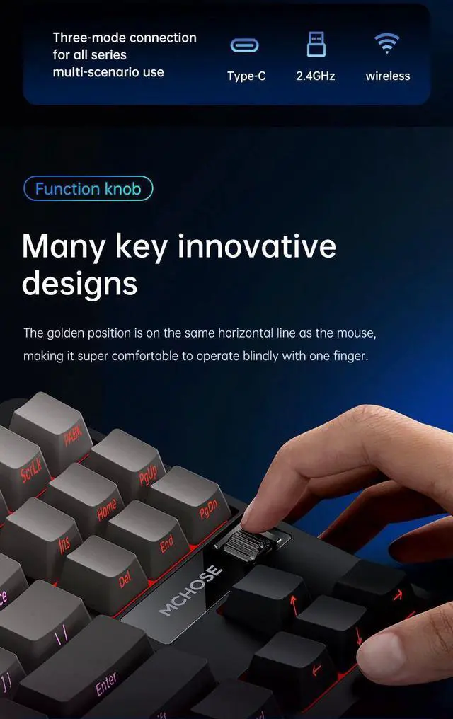 Alt view image 5 of 6 - Mchose G87 Mechanical Keyboard Tri-mode Wireless Gasket Stru