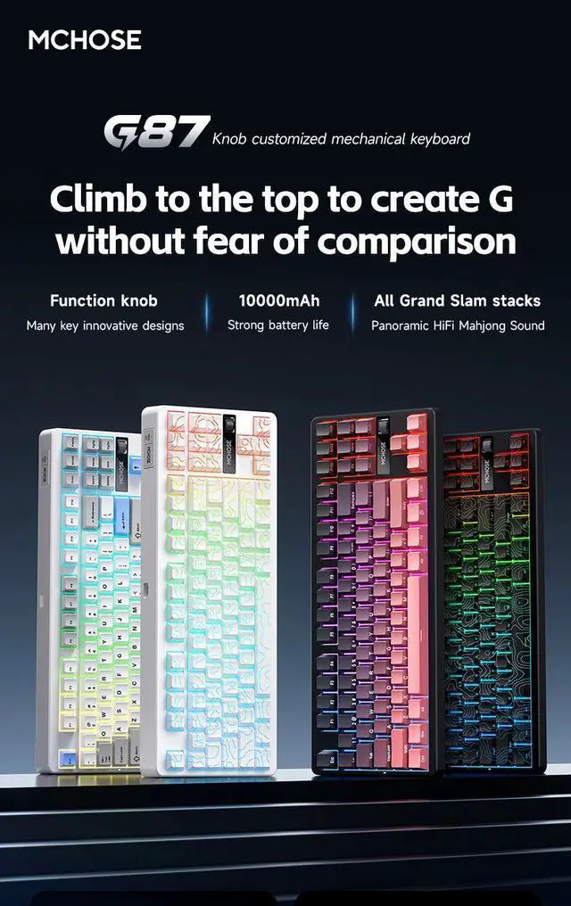 Alt view image 3 of 6 - Mchose G87 Mechanical Keyboard Tri-mode Wireless Gasket Stru