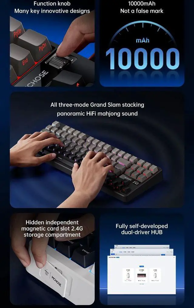 Alt view image 4 of 6 - Mchose G87 Mechanical Keyboard Tri-mode Wireless Gasket Stru