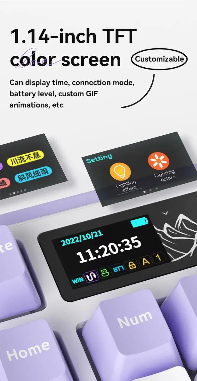 Alt view image 4 of 7 - Ajazz AK980 Gaming Mechanical Keyboard Three Mode Wireless B