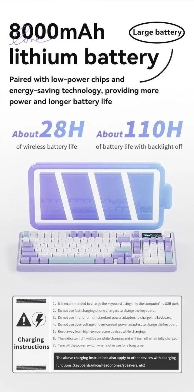 Alt view image 7 of 7 - Ajazz AK980 Gaming Mechanical Keyboard Three Mode Wireless B