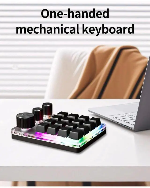 Alt view image 5 of 7 - 16 Keys 3 Knobs Mechanical Gaming Keyboard USB Wired Bluetoo