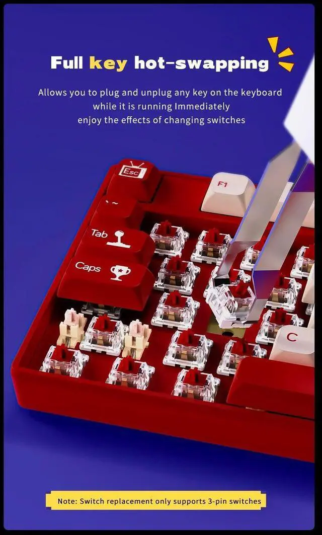 Alt view image 6 of 7 - Ajazz AK870 MC Mechanical Gaming Keyboard 75% Hot-Swappable