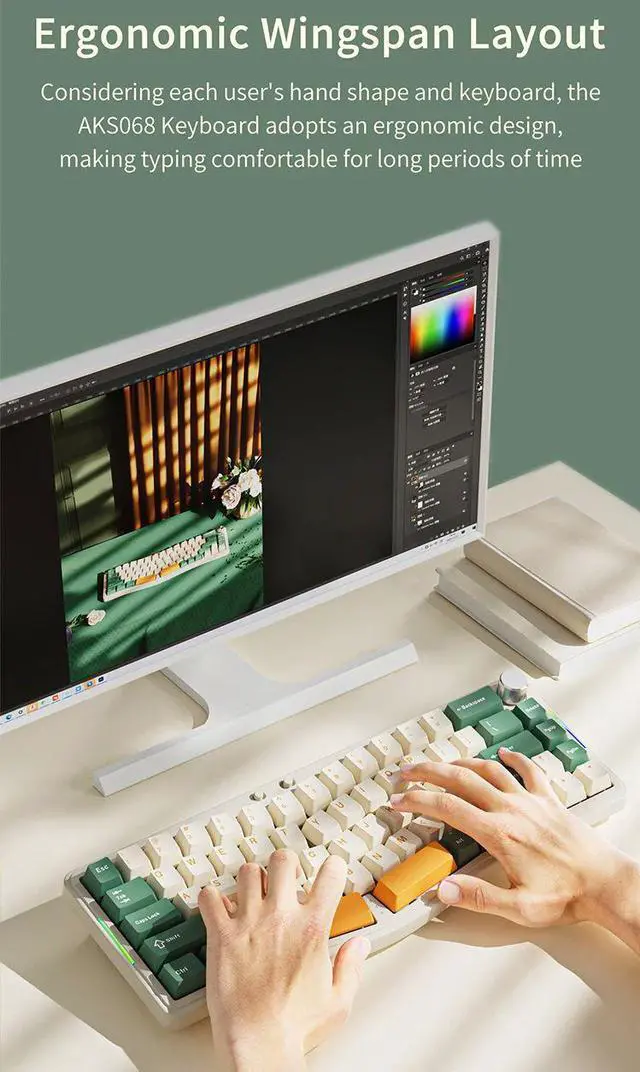 Alt view image 4 of 6 - Ajazz AKS068 Pro 68 keys Gaming Mechanical Keyboard RGB Ergo