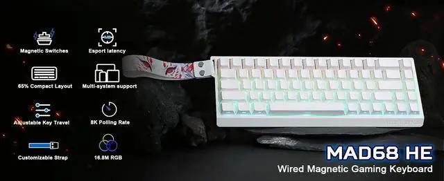 Alt view image 2 of 7 - YUNZII x MADLIONS MAD68 HE White Rapid Trigger Magnetic Gami