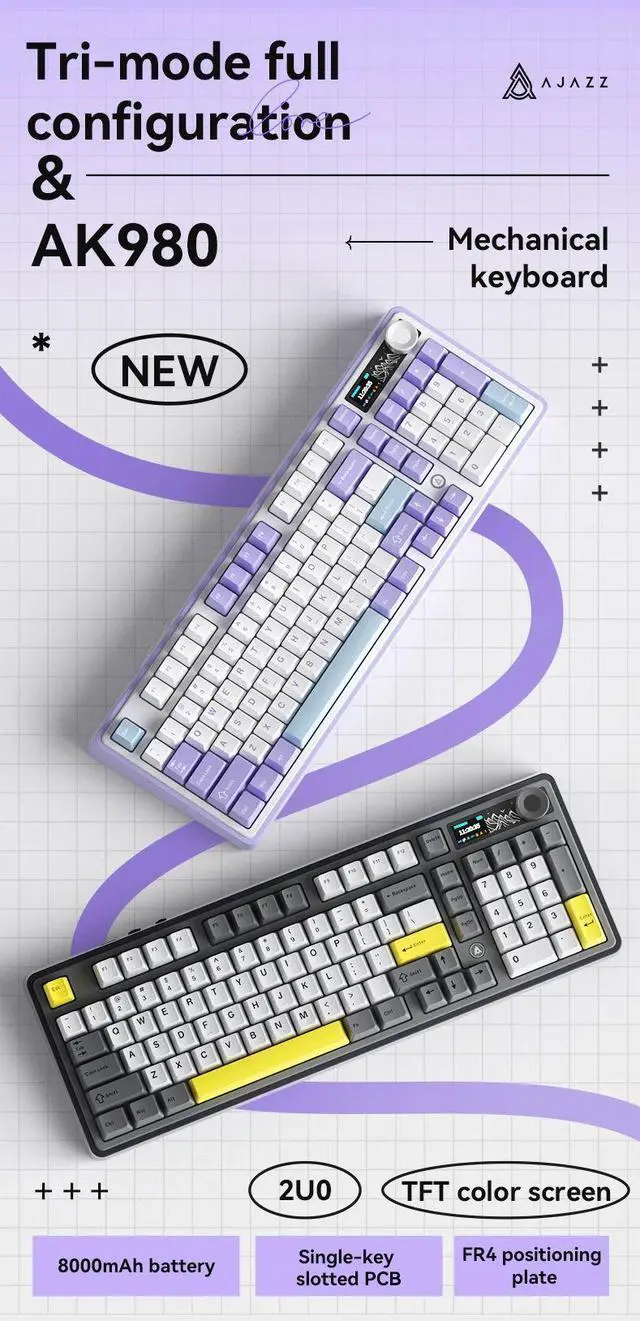 Main image of Ajazz Ak980 Mechanical Keyboard 98 Keys Bluetooth Wireless R