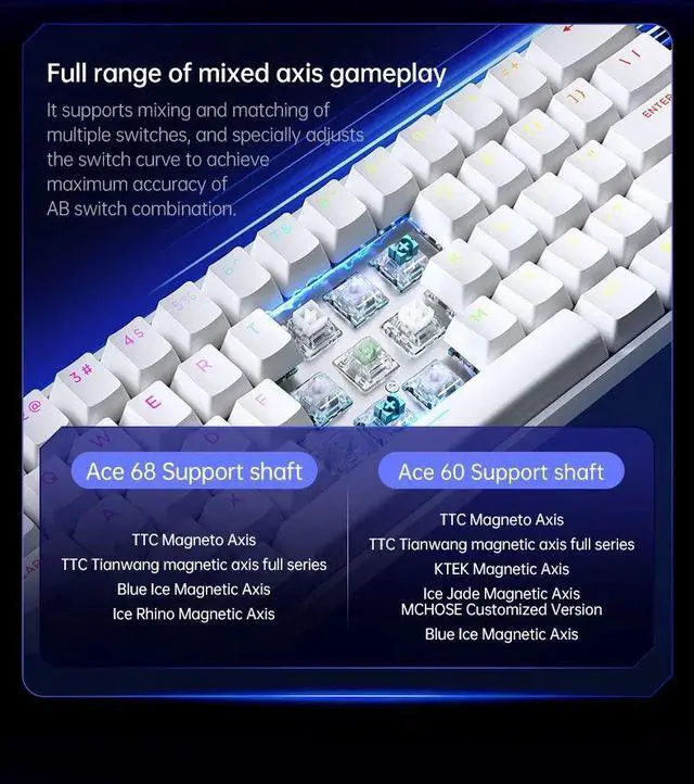 Alt view image 5 of 7 - MCHOSE Ace68 RGB 8K Mechanical Keyboard ,Magnetic Switch
