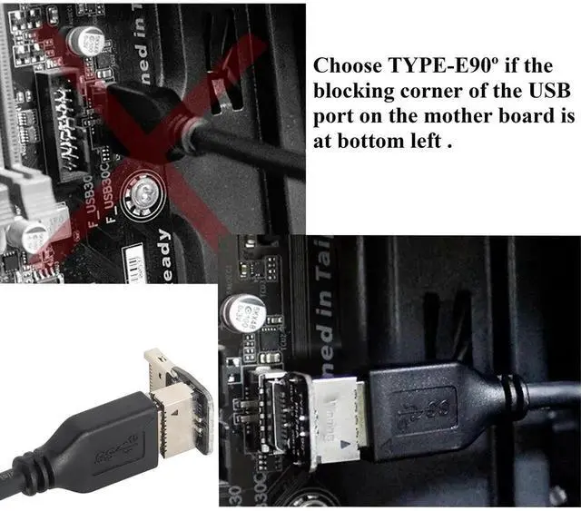 Alt view image 6 of 7 - 2Pack Right Angle Up USB 3.1 Type-E Header Front Panel Adaptr 90 Degree 10Gbps USB 3.1 Type-E Male to Female Front Panel Internal Power Connector for Motherboard.(Type-E/Up)
