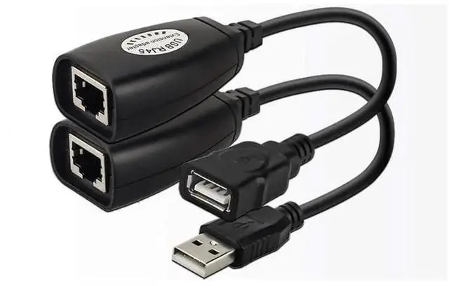 Alt view image 5 of 6 - USB to RJ45 Extension Adapter Over RJ45 Ethernet LAN Splitter Cable USB 2.0 Extender Over Cat5/Cat5e/Cat6 Cable Connector Adapter up to 150ft 1 Pair