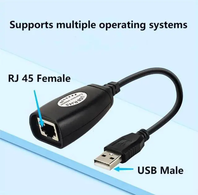 Alt view image 6 of 6 - USB to RJ45 Extension Adapter Over RJ45 Ethernet LAN Splitter Cable USB 2.0 Extender Over Cat5/Cat5e/Cat6 Cable Connector Adapter up to 150ft 1 Pair