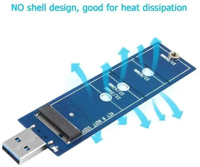 Alt view image 7 of 7 - M.2 to USB Adapter, B Key M.2 SSD Adapter to USB 3.0, USB to 2230 2242 2260 2280 M2 SSD Drive Adapter, NGFF Converter SSD Reader Card