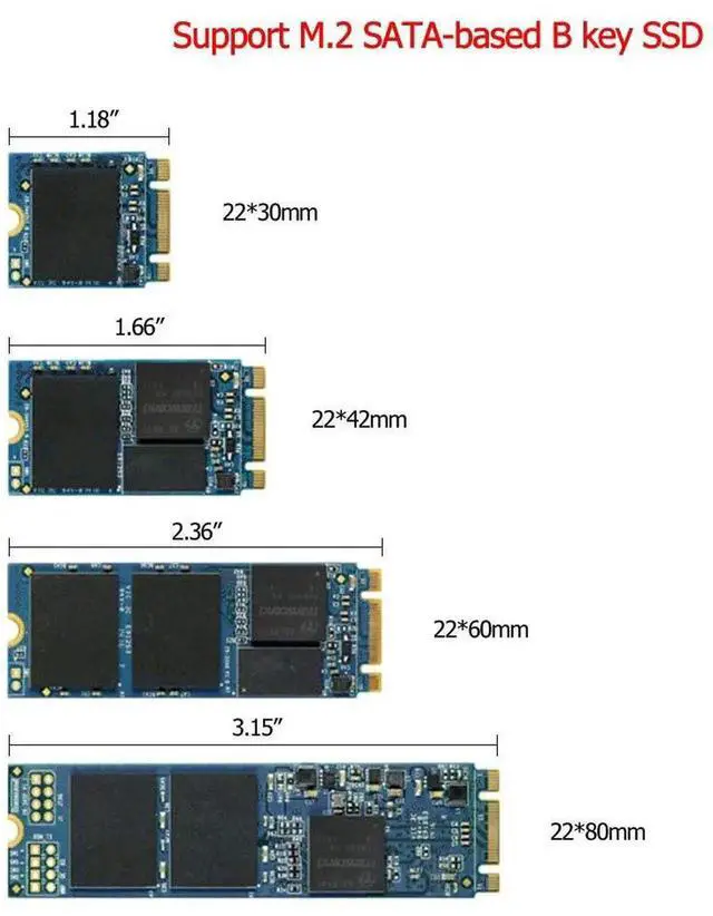 Alt view image 3 of 7 - M.2 to USB Adapter, B Key M.2 SSD Adapter to USB 3.0, USB to 2230 2242 2260 2280 M2 SSD Drive Adapter, NGFF Converter SSD Reader Card