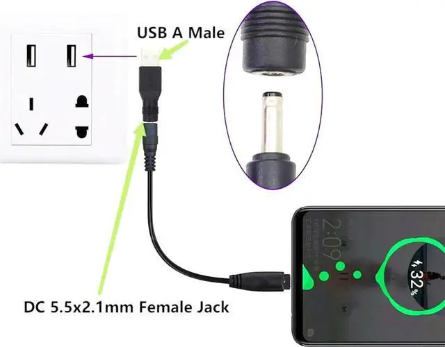 Alt view image 3 of 7 - USB to DC Power Adapter USB 2.0 A Male to DC 5.5x2.1mm Female Connector DC5521 Female to Type A Male Adapter for Laptop PC Smart Phone 2 PCS
